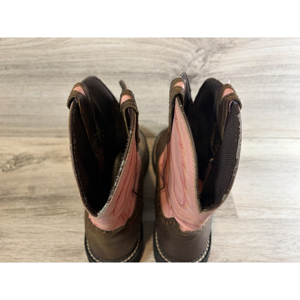 Justin Gypsy Boots Women's Size 9 B Brown Pink Leather Western Cowgirl L9901 - Picture 7 of 9